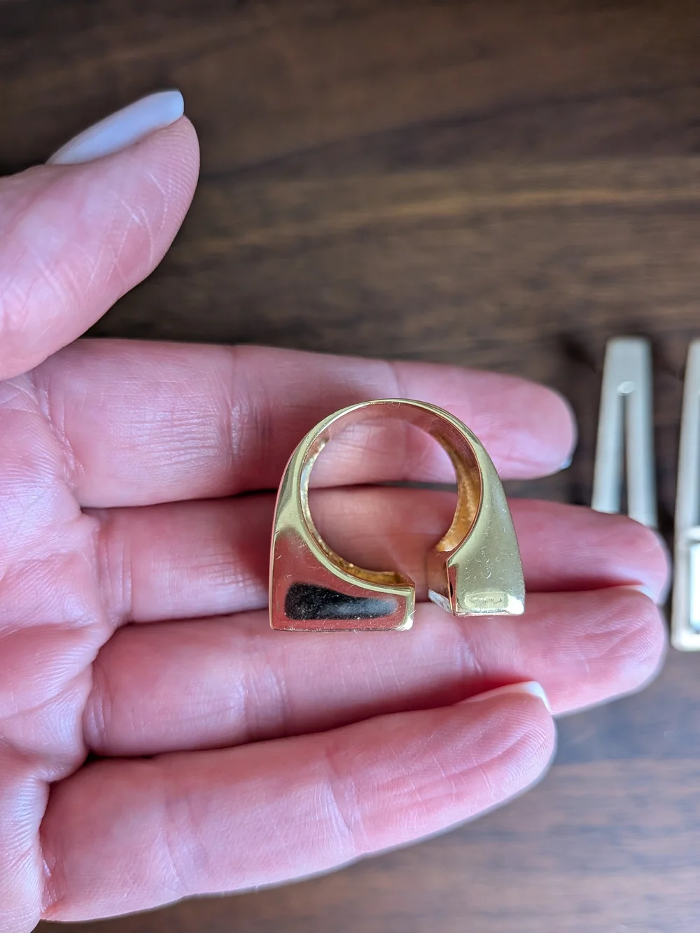 Gold Plated Geometric Ring and Earring Set with Clear Crystal - Like New!